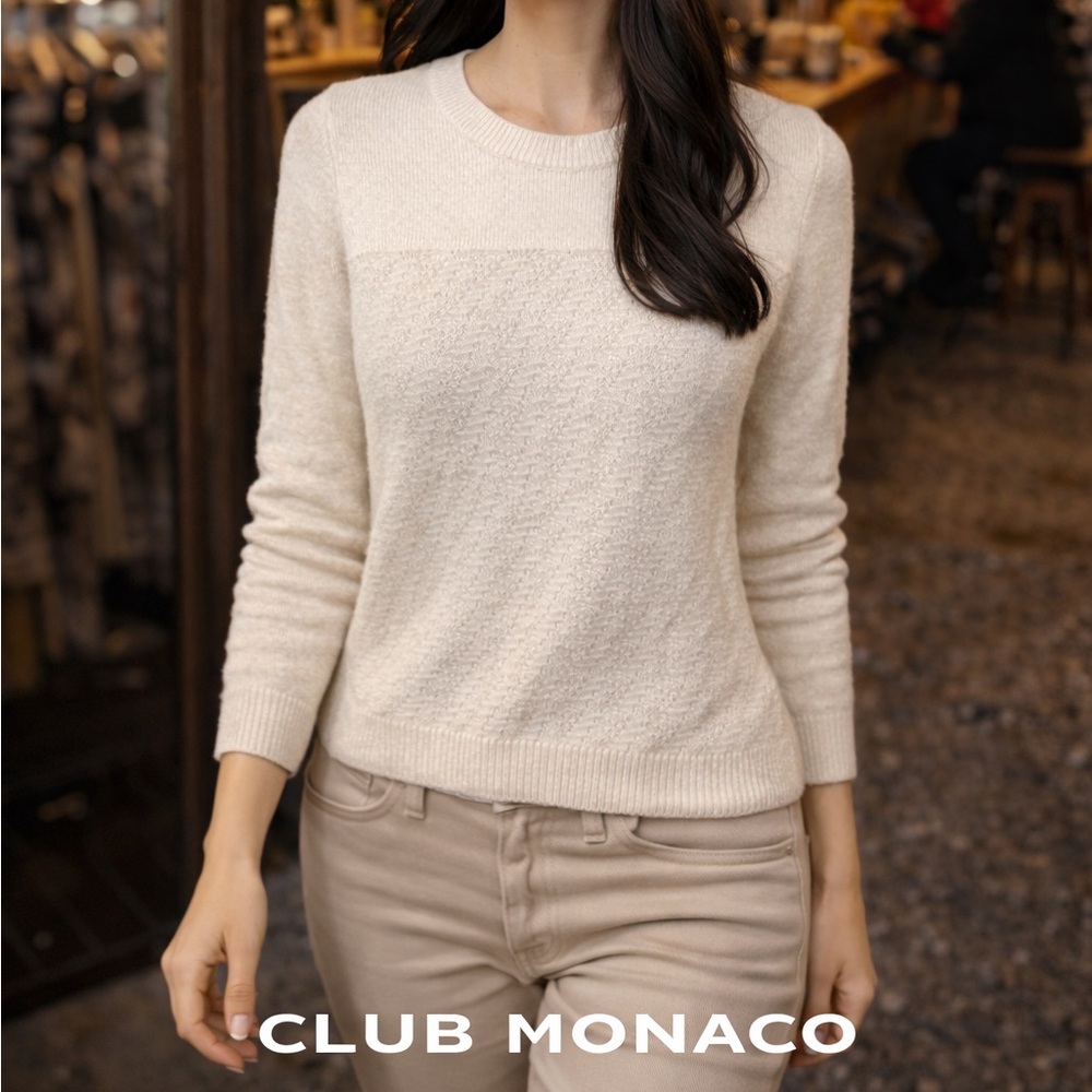 🌸Club Monaco 💯Cashmere Sweater size M Old Money quiet luxury ,classic ,cozy
